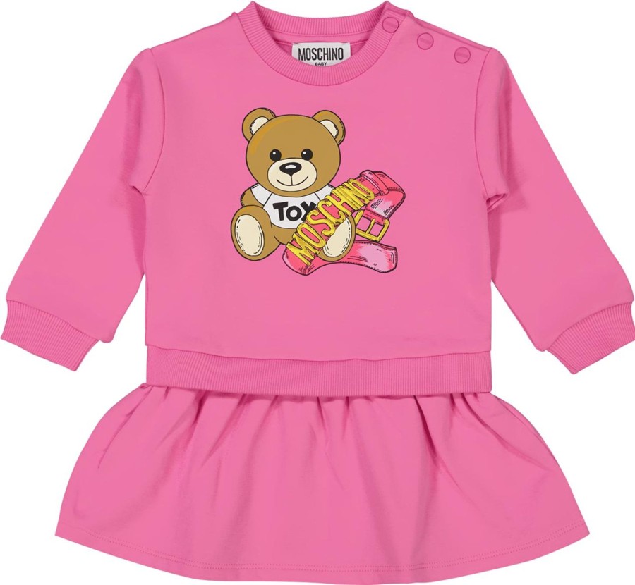 Kids Moschino Jurken | Moschino Moschino Baby Meisjes Jurkje Fuchsia Roze