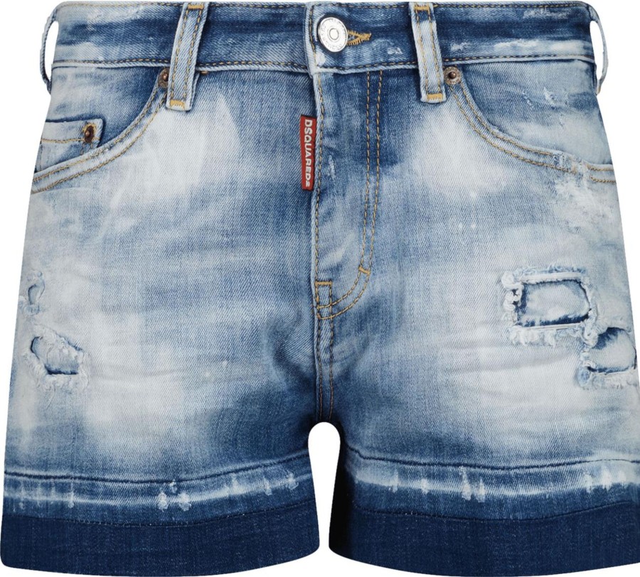 Kids Dsquared2 Shorts | Dsquared2 Dsquared2 Kinder Meisjes Shorts Jeans Blauw